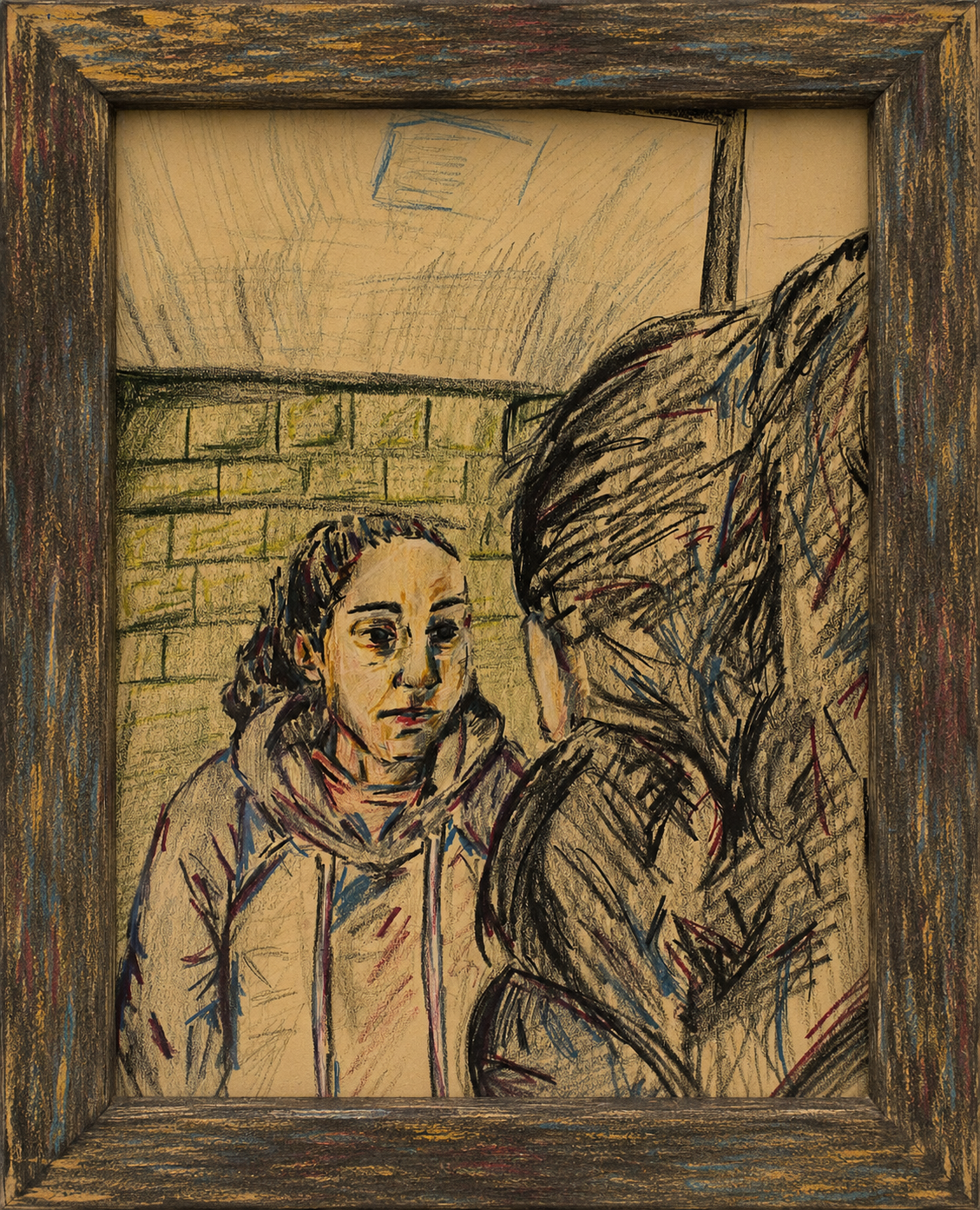 Pastel portrait in a frame