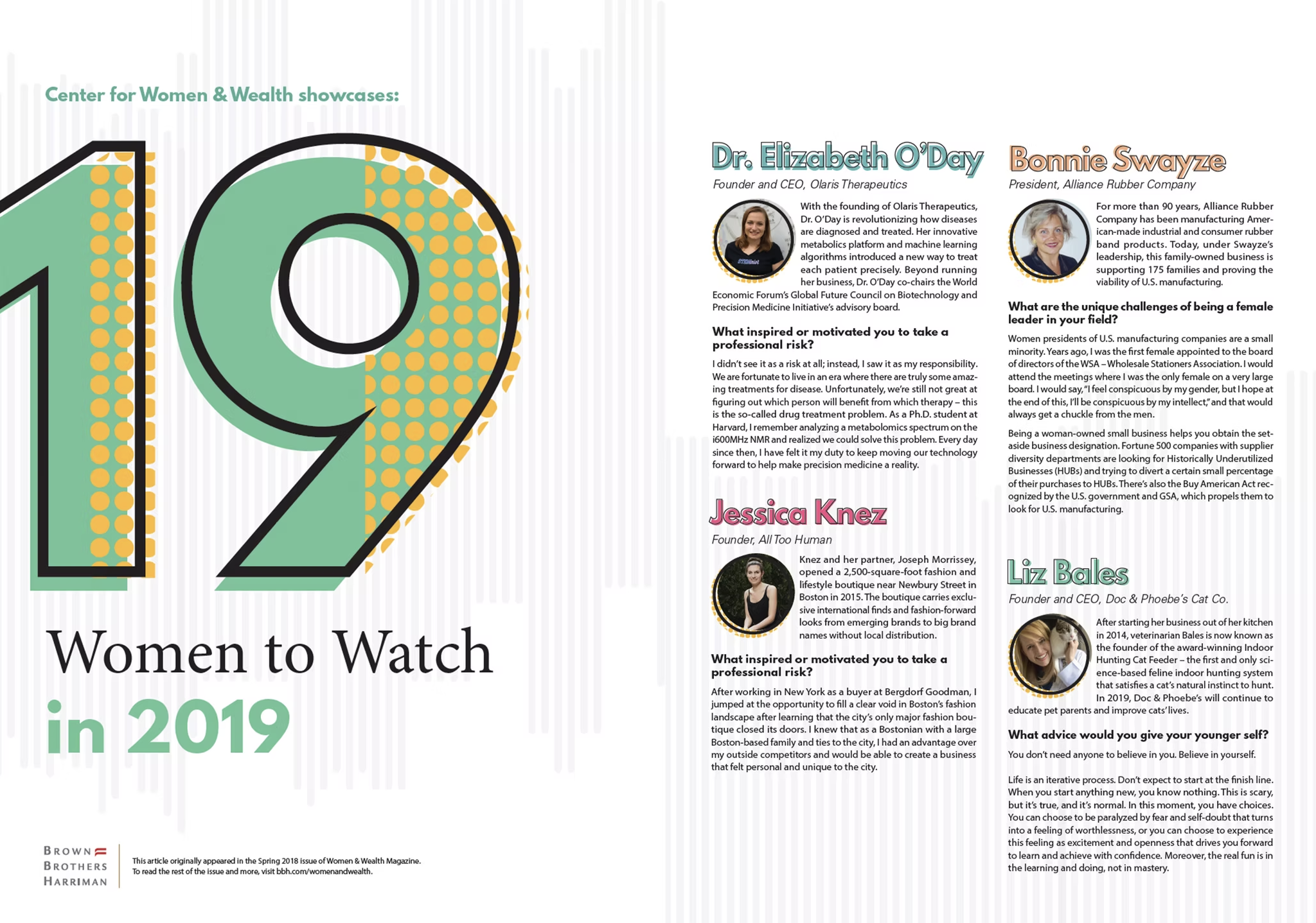 BBH 19 Women to Watch editorial spread