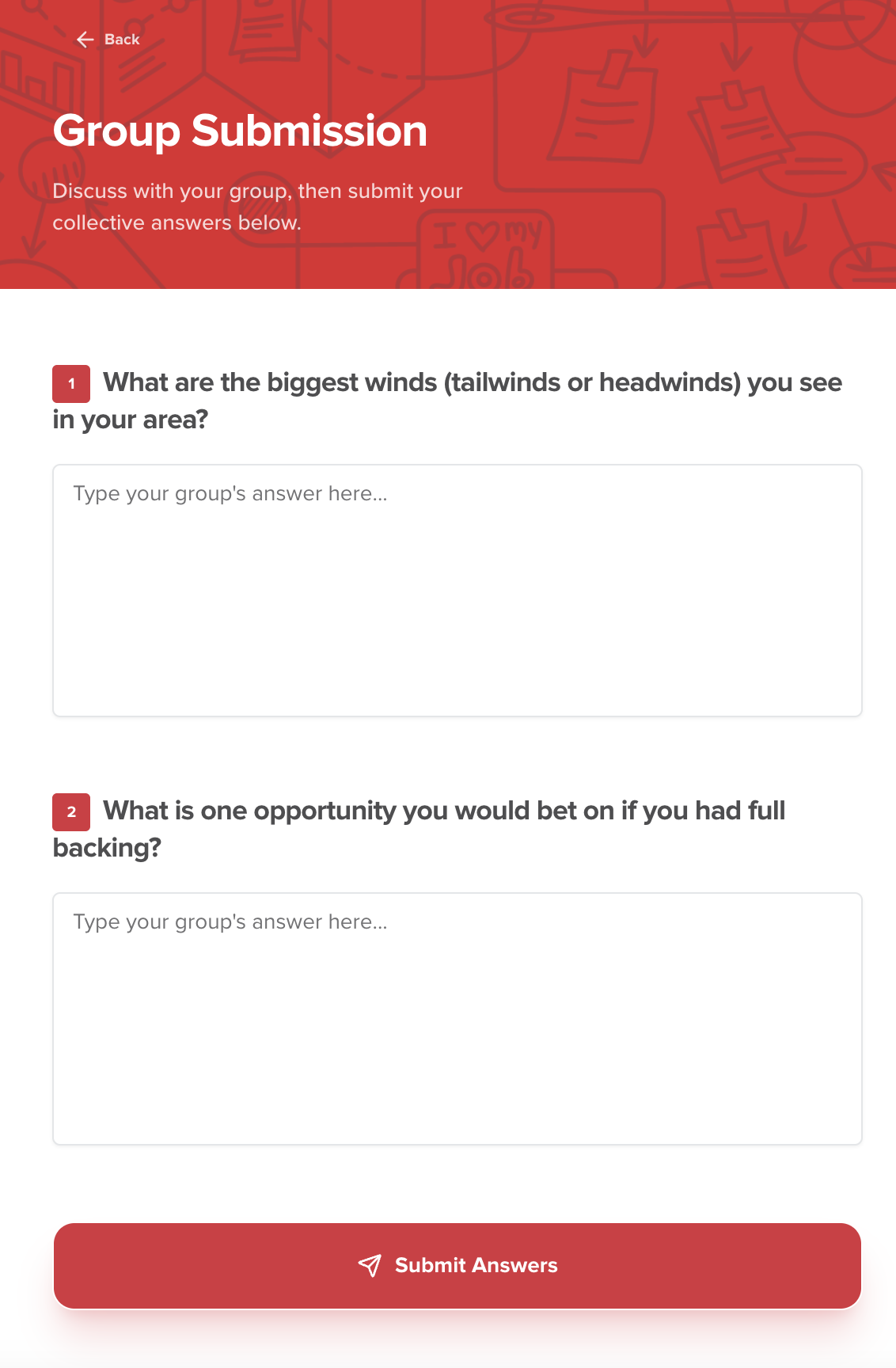 Group submission screen