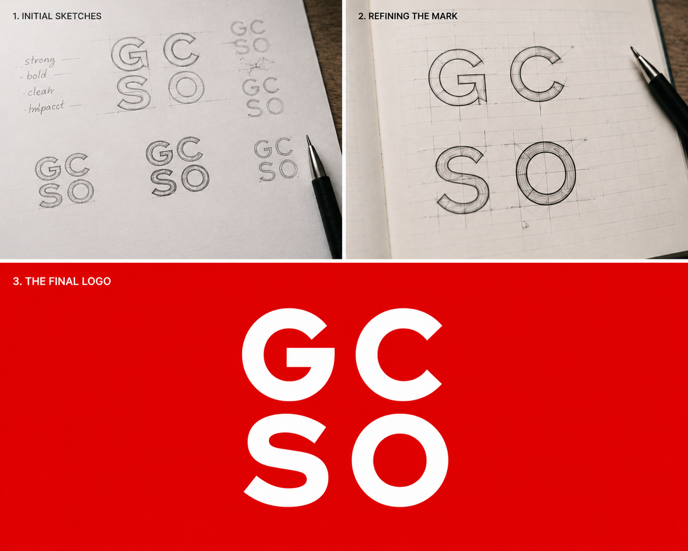 GCSO logo — initial sketches through final mark